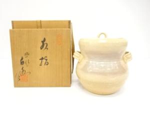 砥部焼　山田白水造　刷毛目　水指